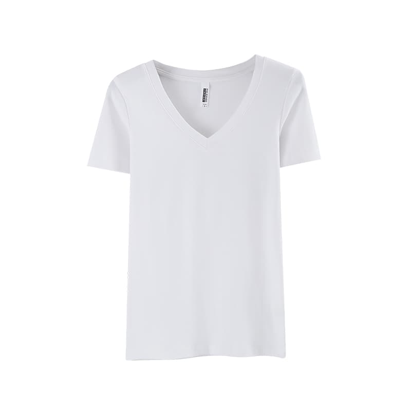 白Tシャツ ベーシックブイネック半袖カットソー