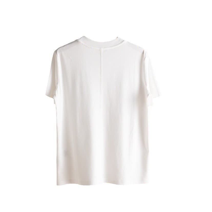 白Tシャツ バック縦ライン入りゆったりシルエット半袖トップス