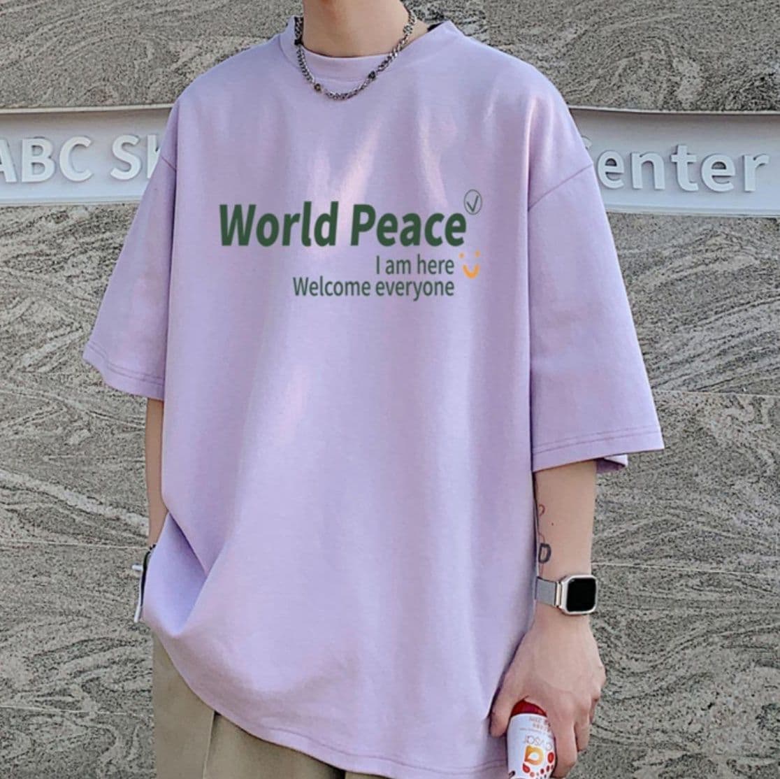 白Tシャツ メンズ メッセージプリント半袖