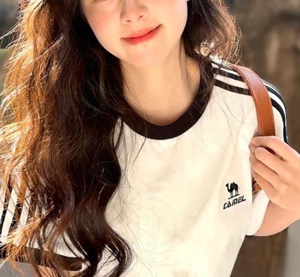 白Tシャツ レディース バイカラーリンガーTシャツ