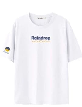 白Tシャツ レディース しずく柄プリント半袖カットソー