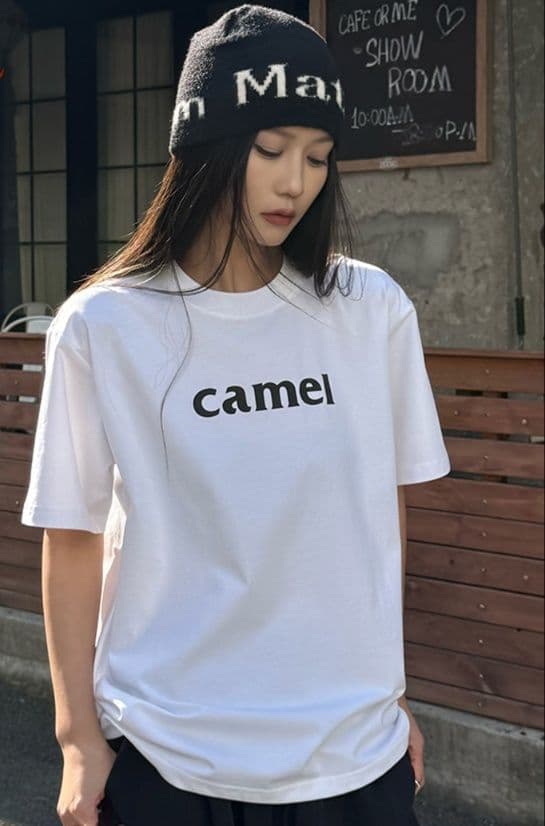 白Tシャツ レディース シンプルロゴプリント半袖カットソー