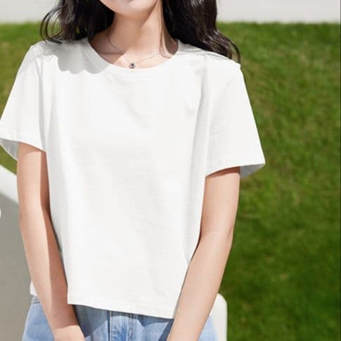 白Tシャツ レディース シンプル美人クルーネック半袖