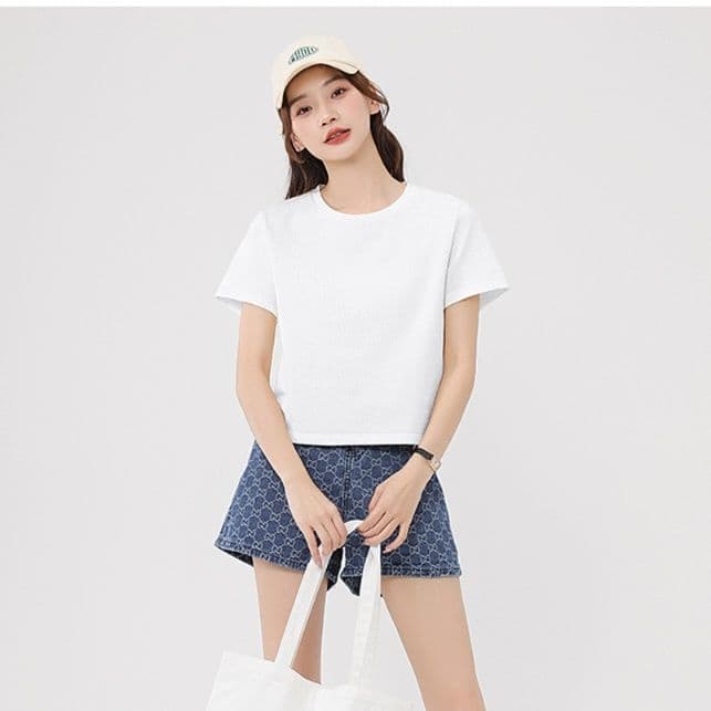 白Tシャツ レディース シンプル美人クルーネック半袖