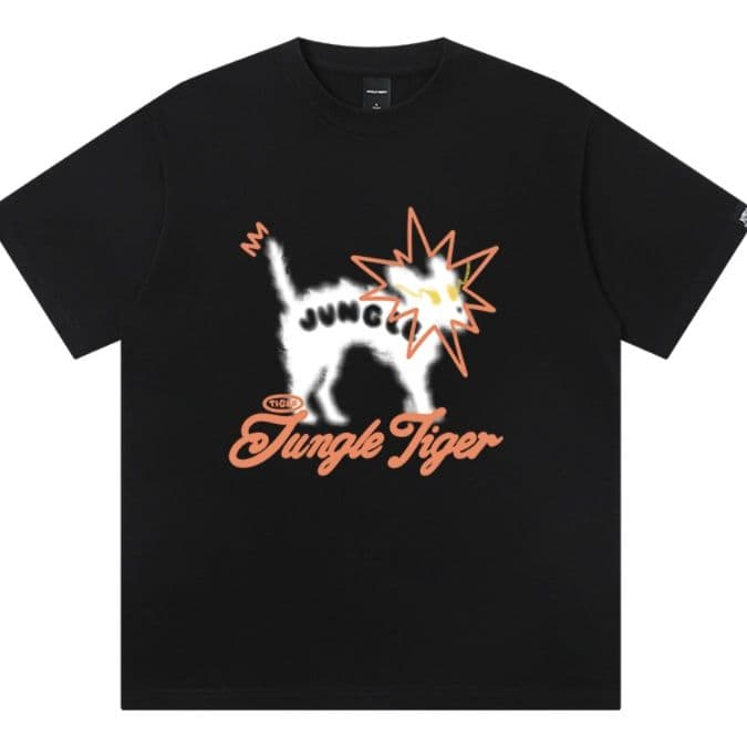 白Tシャツ メンズ 遊び心溢れる猫グラフィック半袖