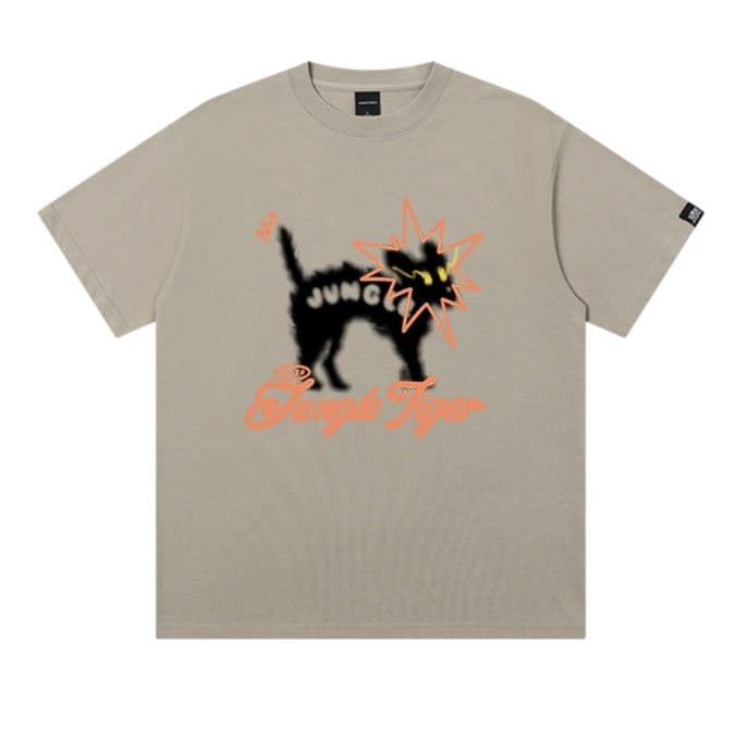 白Tシャツ メンズ 遊び心溢れる猫グラフィック半袖
