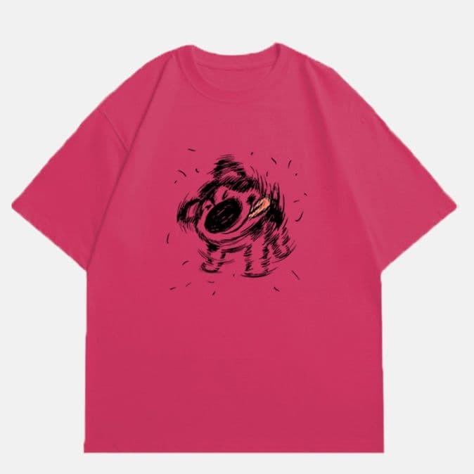 白Tシャツ メンズ 筆跡アート 渦巻きデザイン半袖