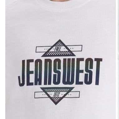 白Tシャツ スタイリッシュ幾何学模様プリント半袖