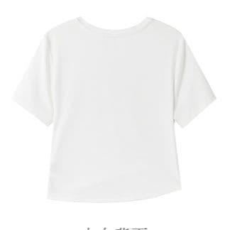 白Tシャツ ハロー胸元メッセージ半袖トップス