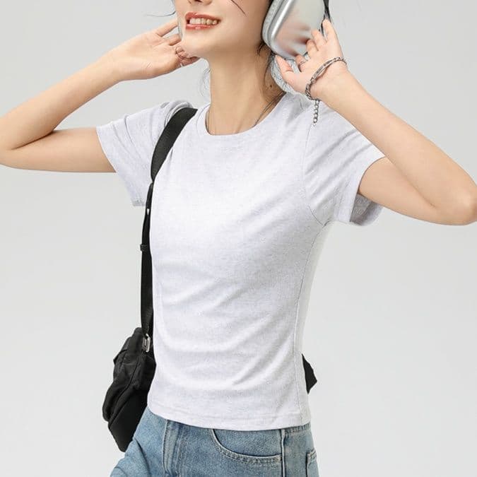 白Tシャツ シンプル半袖クルーネック基本カットソー