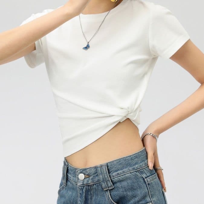 白Tシャツ シンプル半袖クルーネック基本カットソー