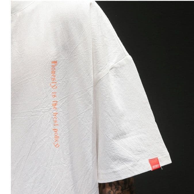 白Tシャツ 多機能ポケット付きゆったりオーバーサイズ半袖