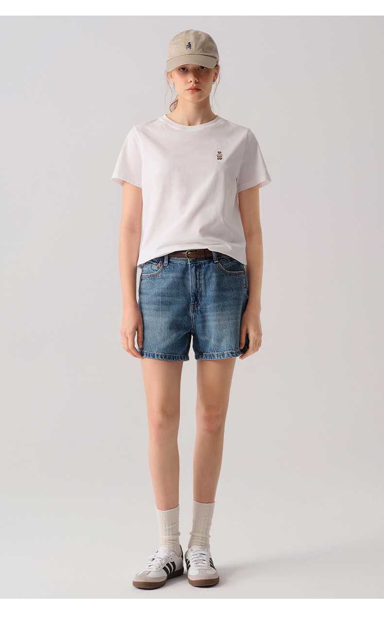 白Tシャツ レディース 胸元ワンポイント