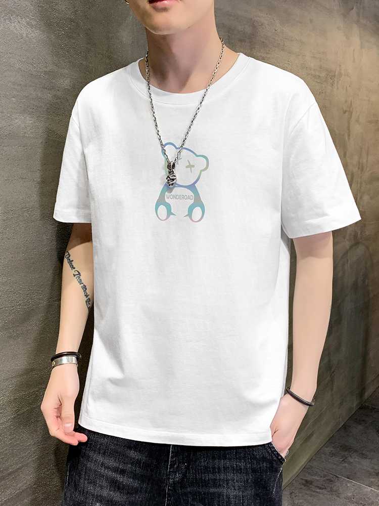 白Tシャツ メンズ 夢見るくまさん 半袖カットソー