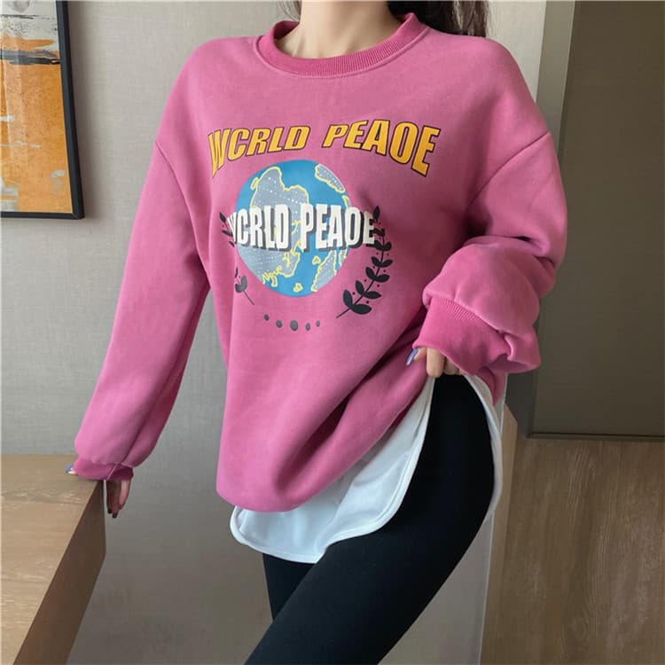 白Tシャツ レディース白長袖シャツ スリット入りロング丈カジュアルトップス