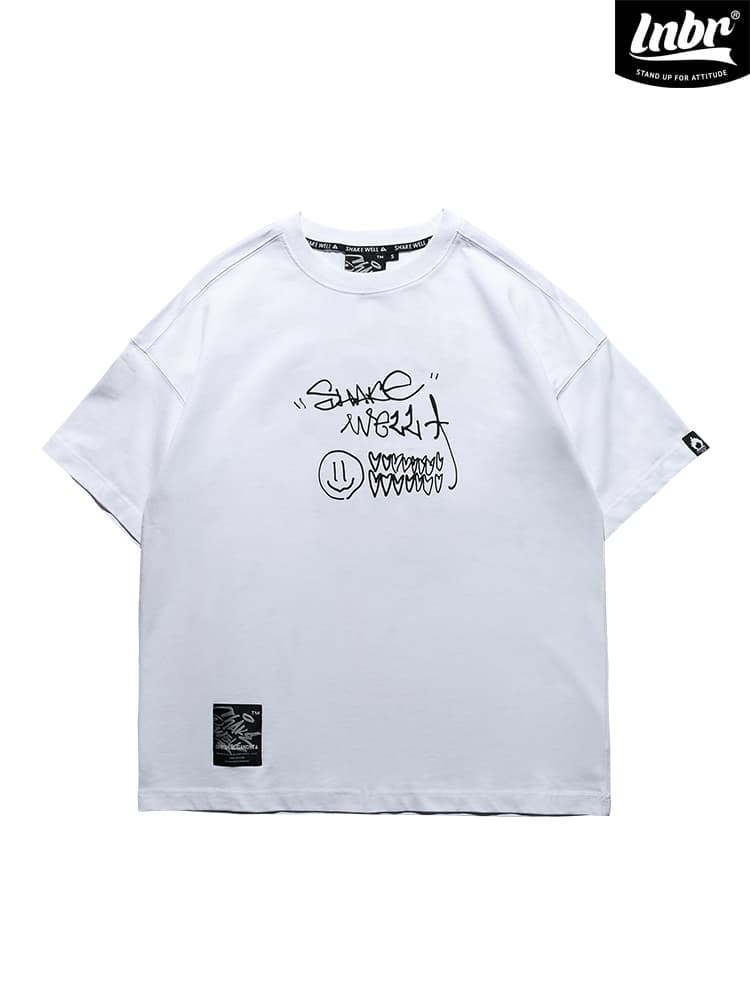 白Tシャツ メンズ ストリートアート 落書き風グラフィック