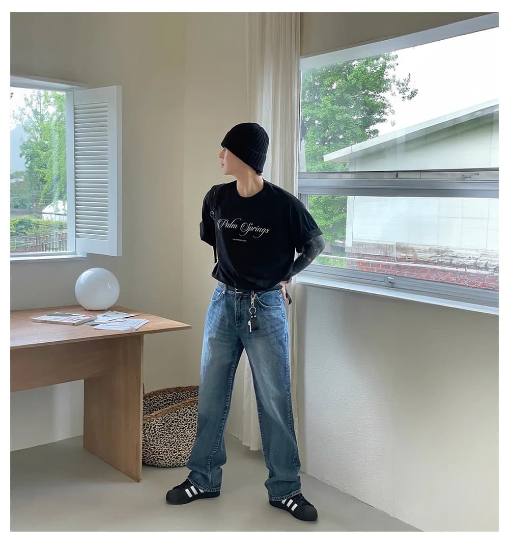 白Tシャツ メンズ 南国リゾート風プリント半袖シャツ