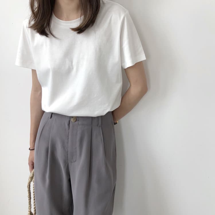 白Tシャツ レディース白ティーシャツ丸首夏用新作無地