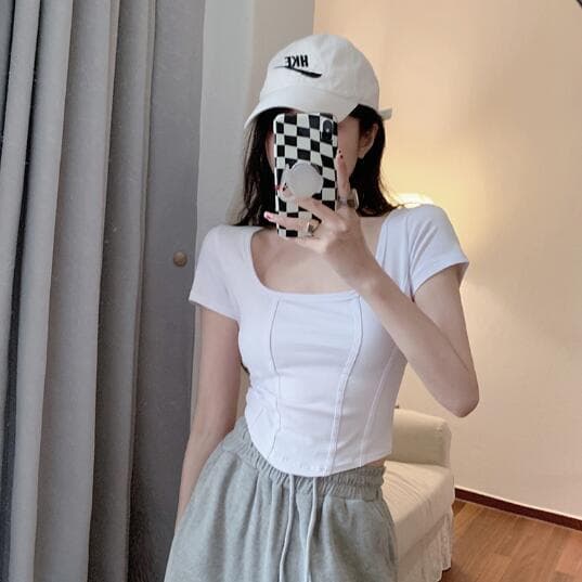 白Tシャツ レディース白半袖スリムトップス