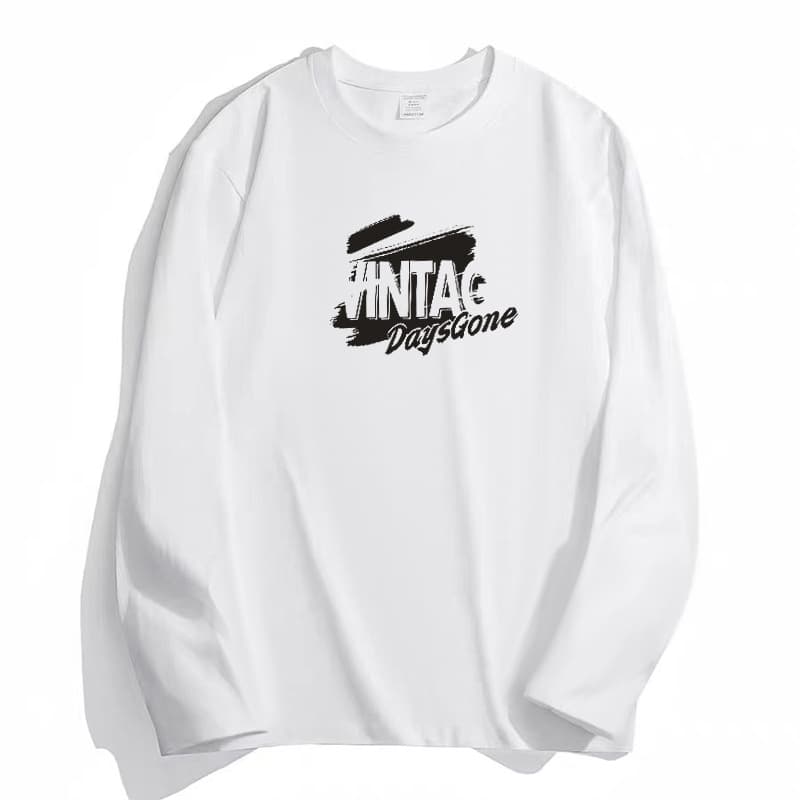 白Tシャツ メンズ 時代プリント長袖シャツ