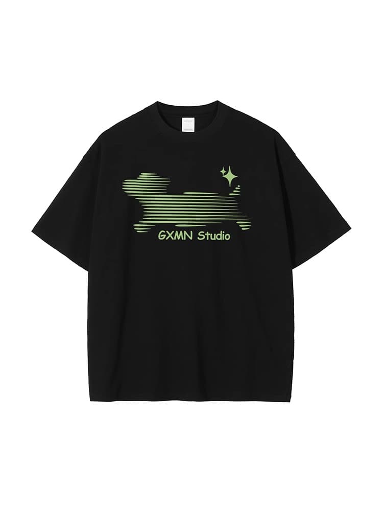 白Tシャツ メンズ 星光流線 ゆったりカットソー