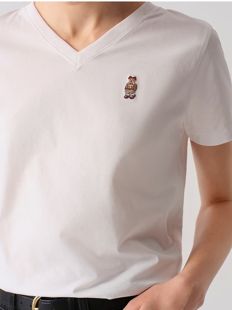 白Tシャツ レディース 胸元ワンポイント