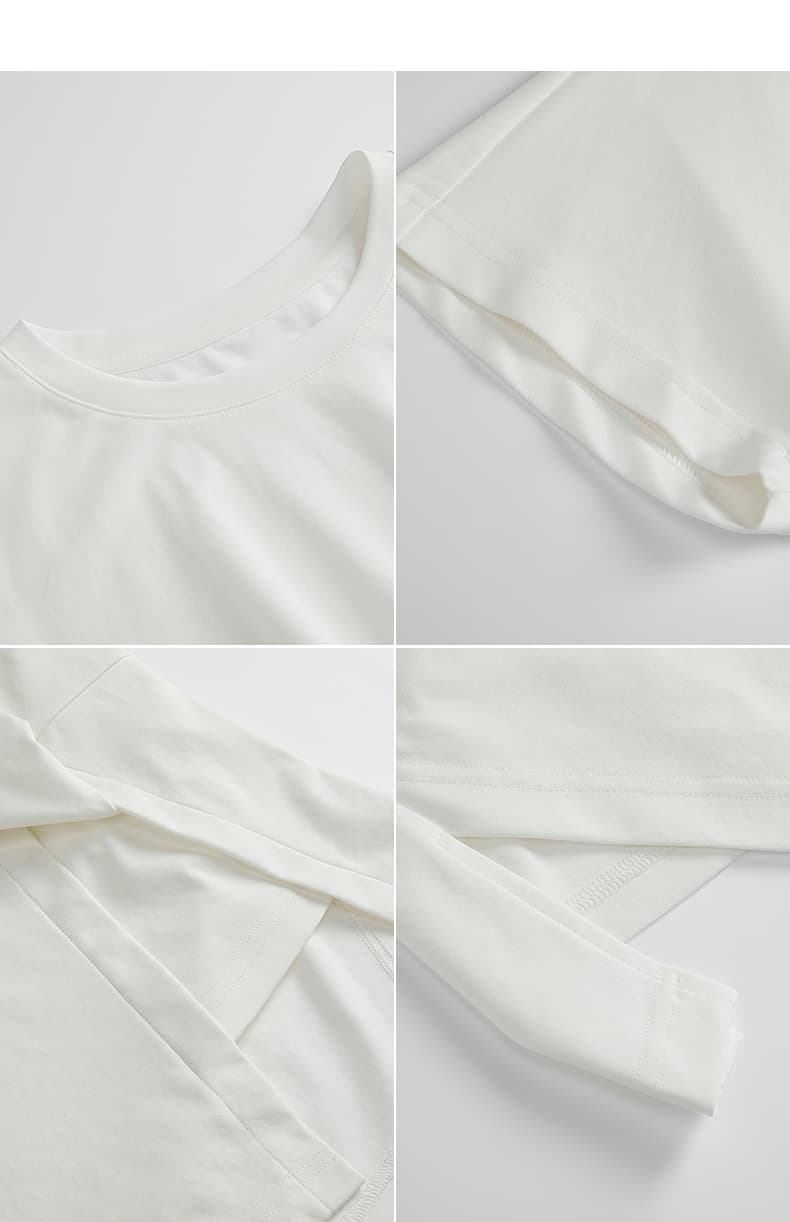 白Tシャツ アシンメトリーレイヤード半袖カットソー