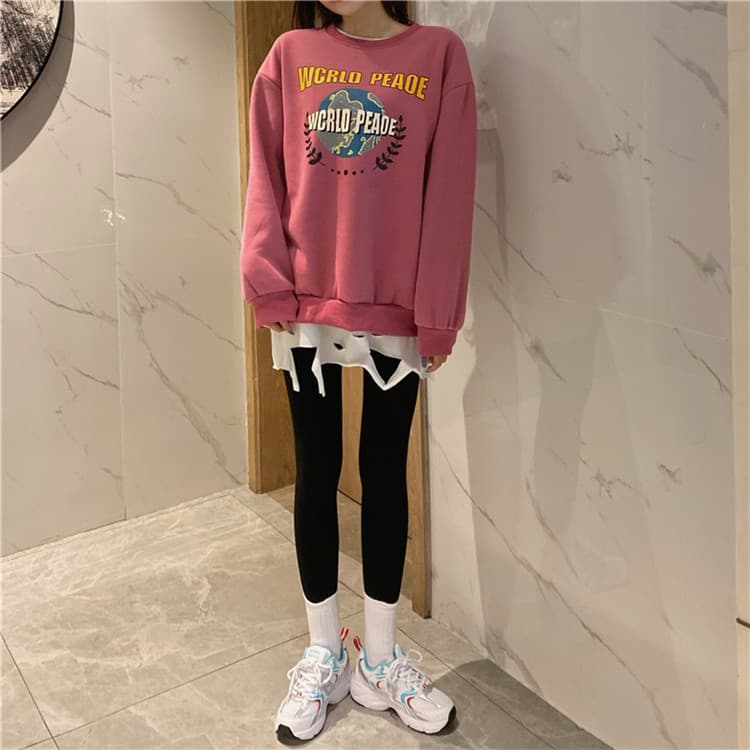 白Tシャツ レディース白長袖シャツ スリット入りロング丈カジュアルトップス
