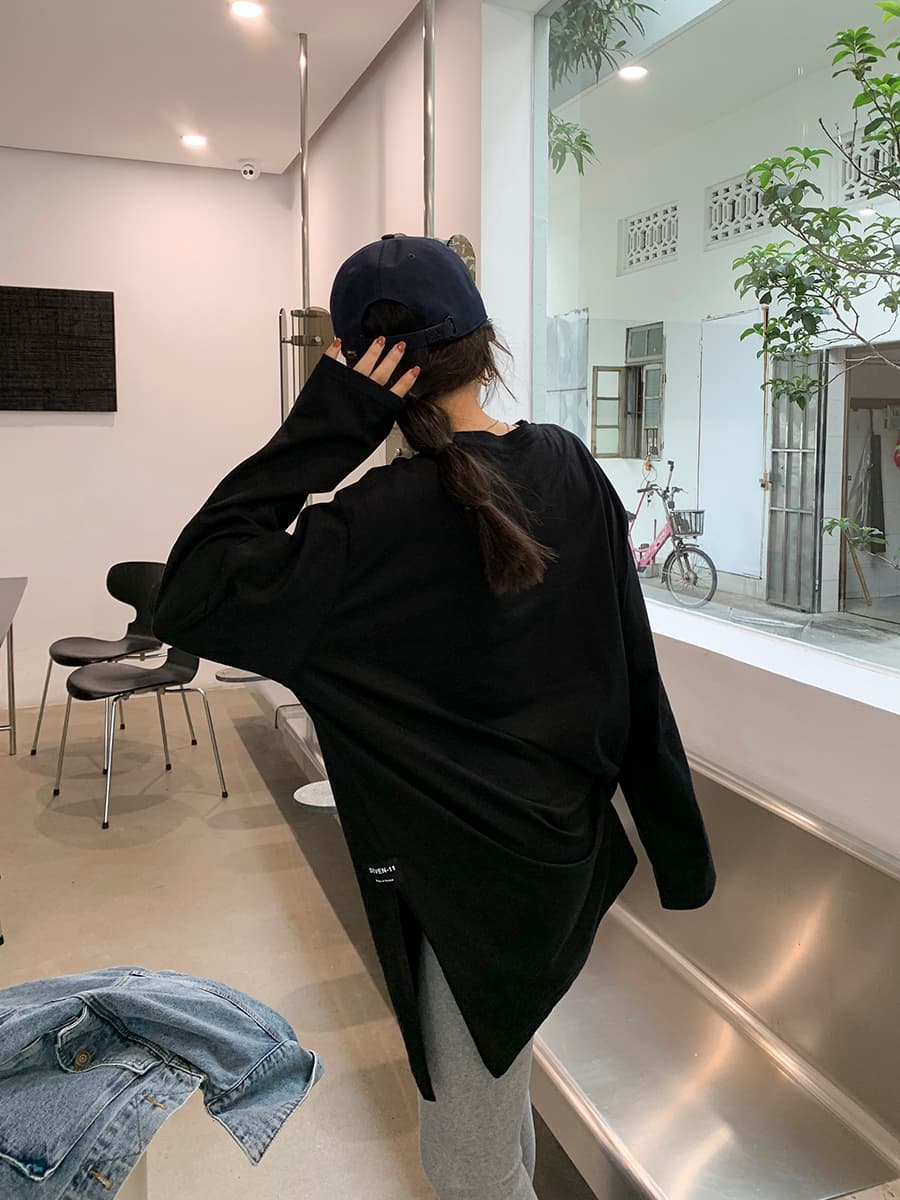 白Tシャツ レディース サイドスリットゆったりカットソー