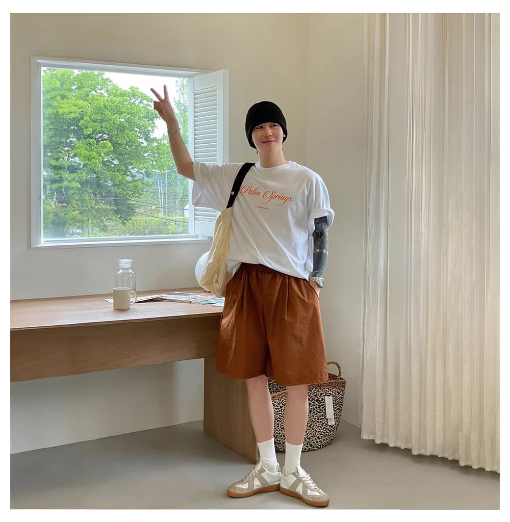 白Tシャツ メンズ 南国リゾート風プリント半袖シャツ
