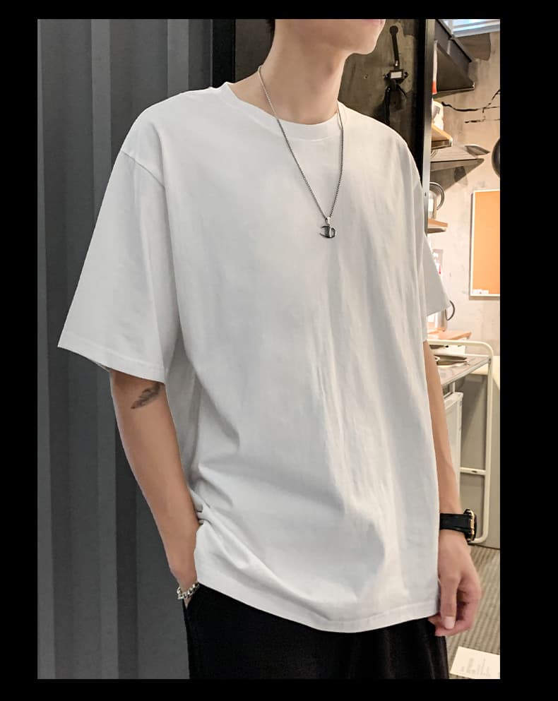 白Tシャツ ベーシックゆったりシルエット半袖無地Ｔシャツ