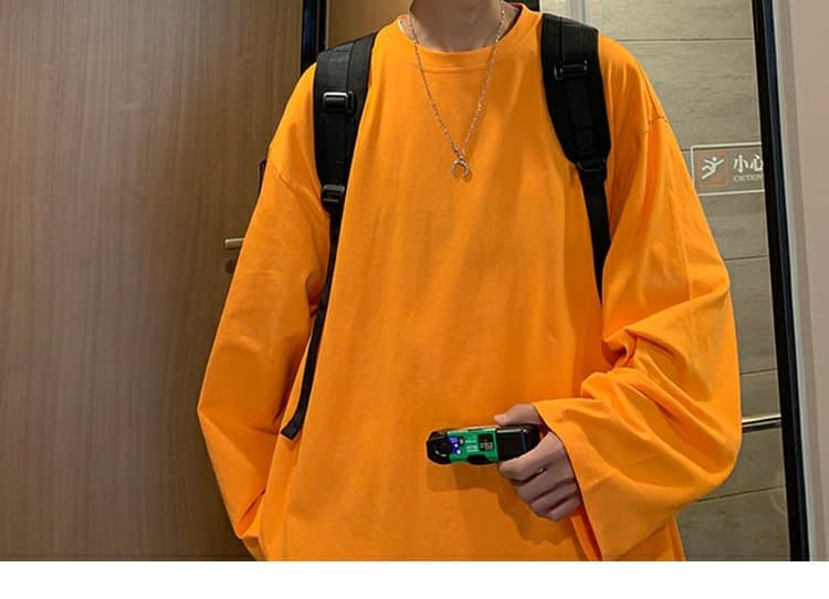 白Tシャツ メンズ ゆったり肩落ち長袖カットソー