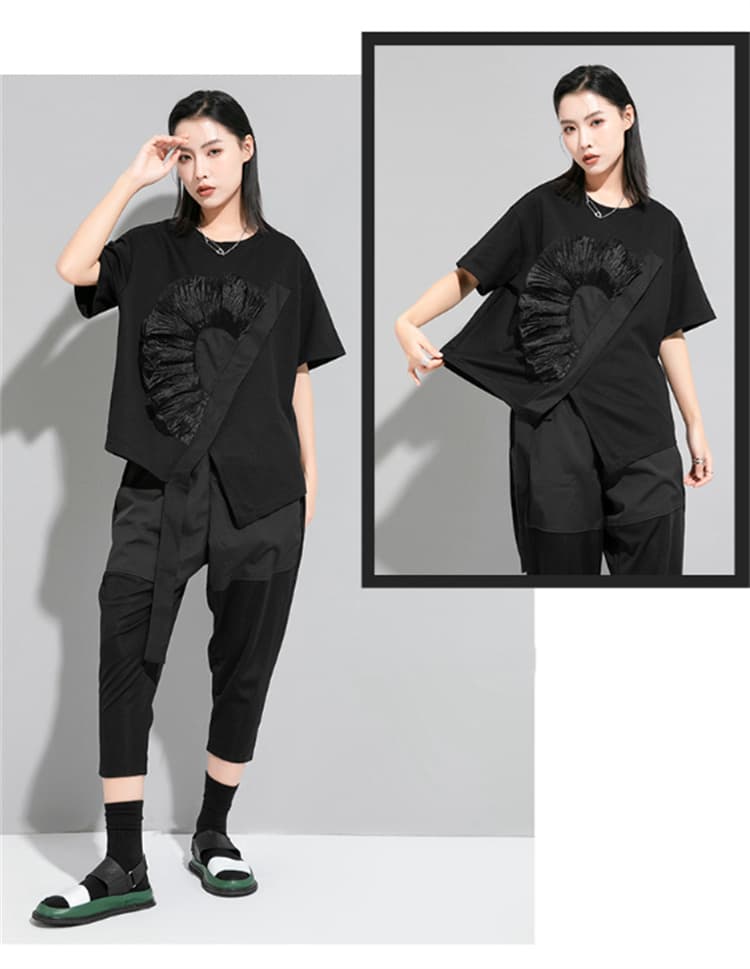白Tシャツ 白ロゴプリント半袖丸首コットンシャツ夏用