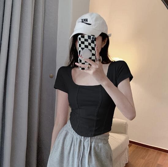 白Tシャツ レディース白半袖スリムトップス