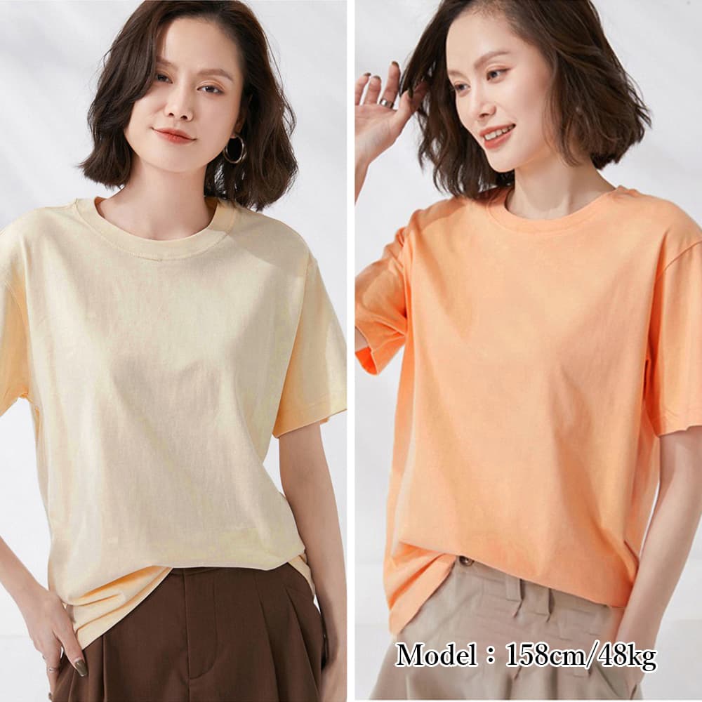 白Tシャツ レディース半袖無地ティーシャツゆったり体型カバー12色