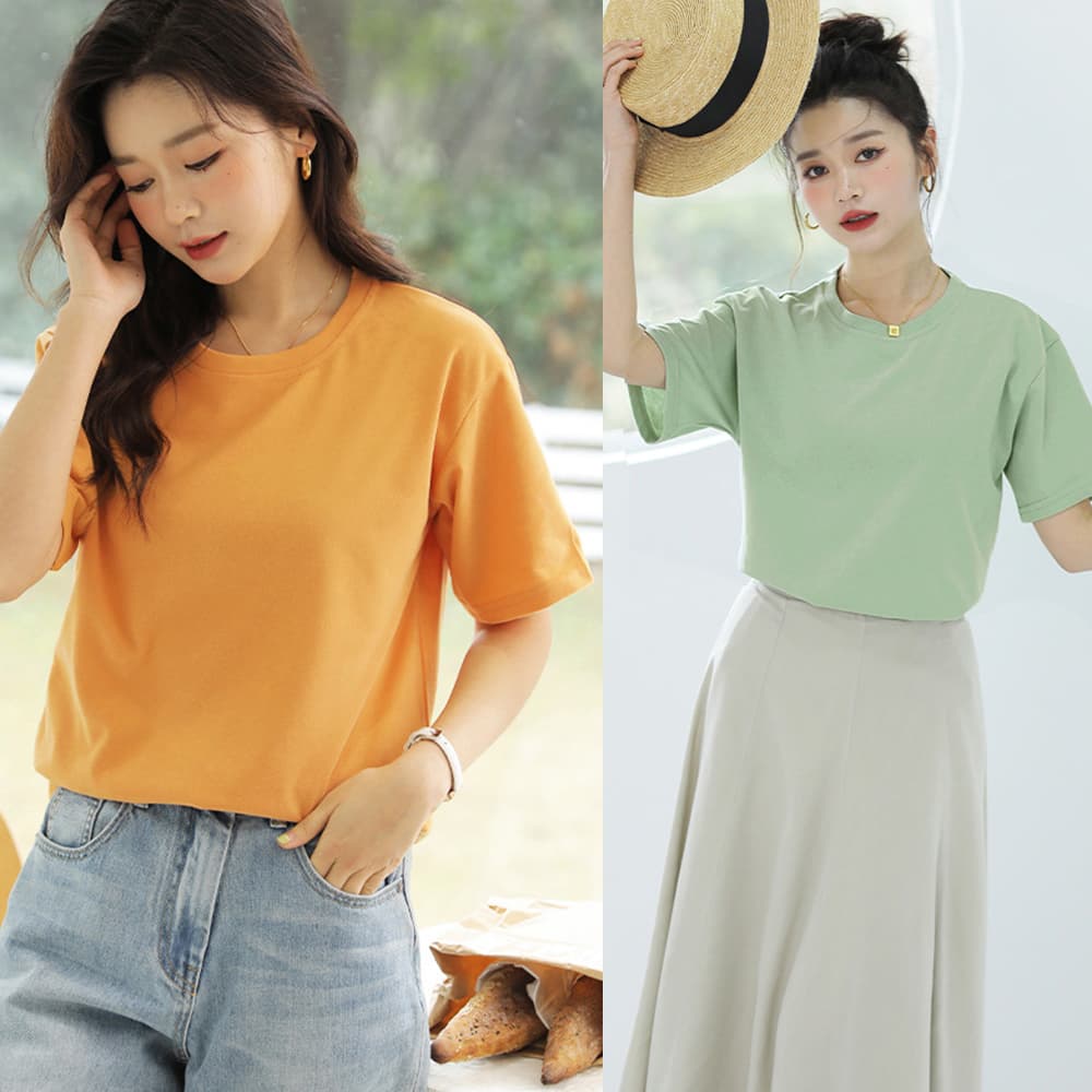 白Tシャツ 定番無地半袖シャツ クルーネック カットソー 全8色
