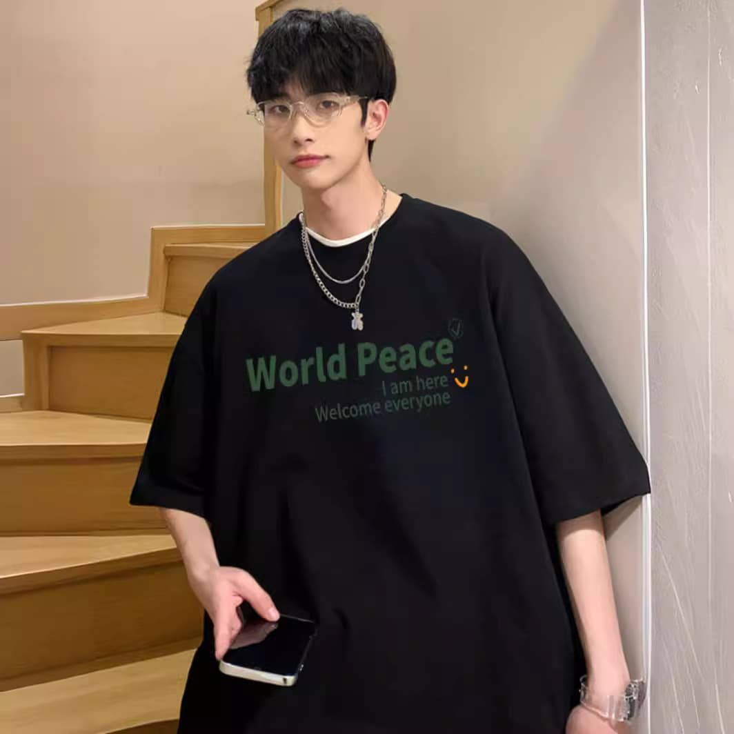 白Tシャツ メンズ メッセージプリント半袖