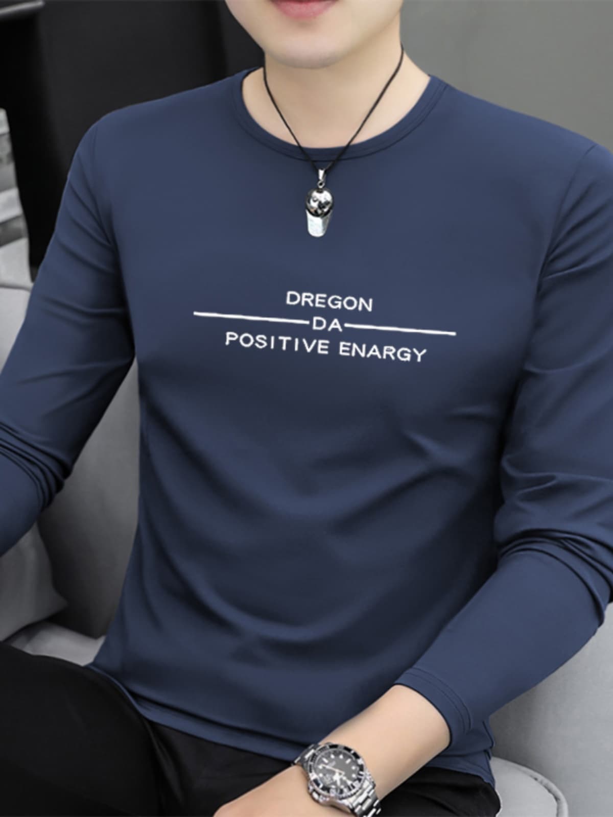 白Tシャツ メンズ メッセージ長袖カットソー