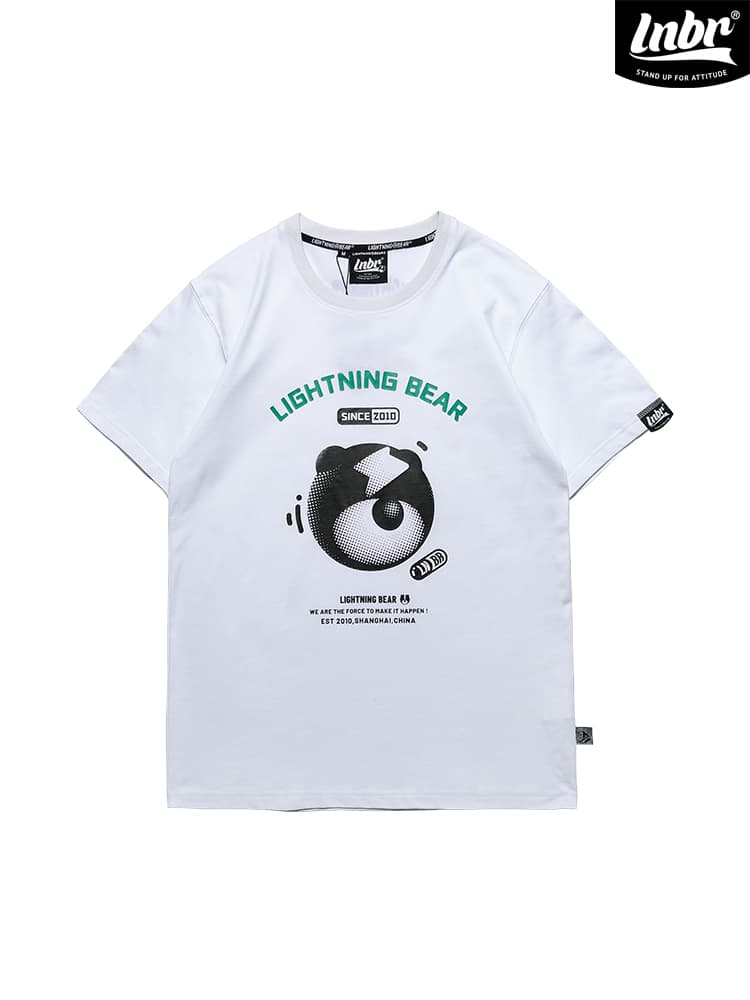 白Tシャツ メンズ ライトニングベア グラフィック半袖