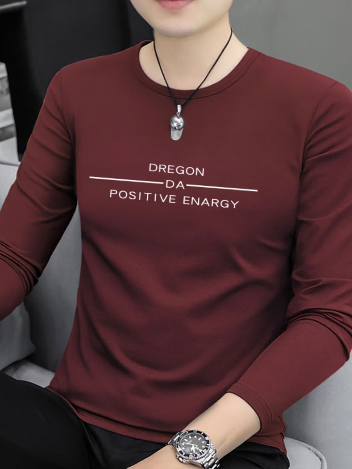 白Tシャツ メンズ メッセージ長袖カットソー