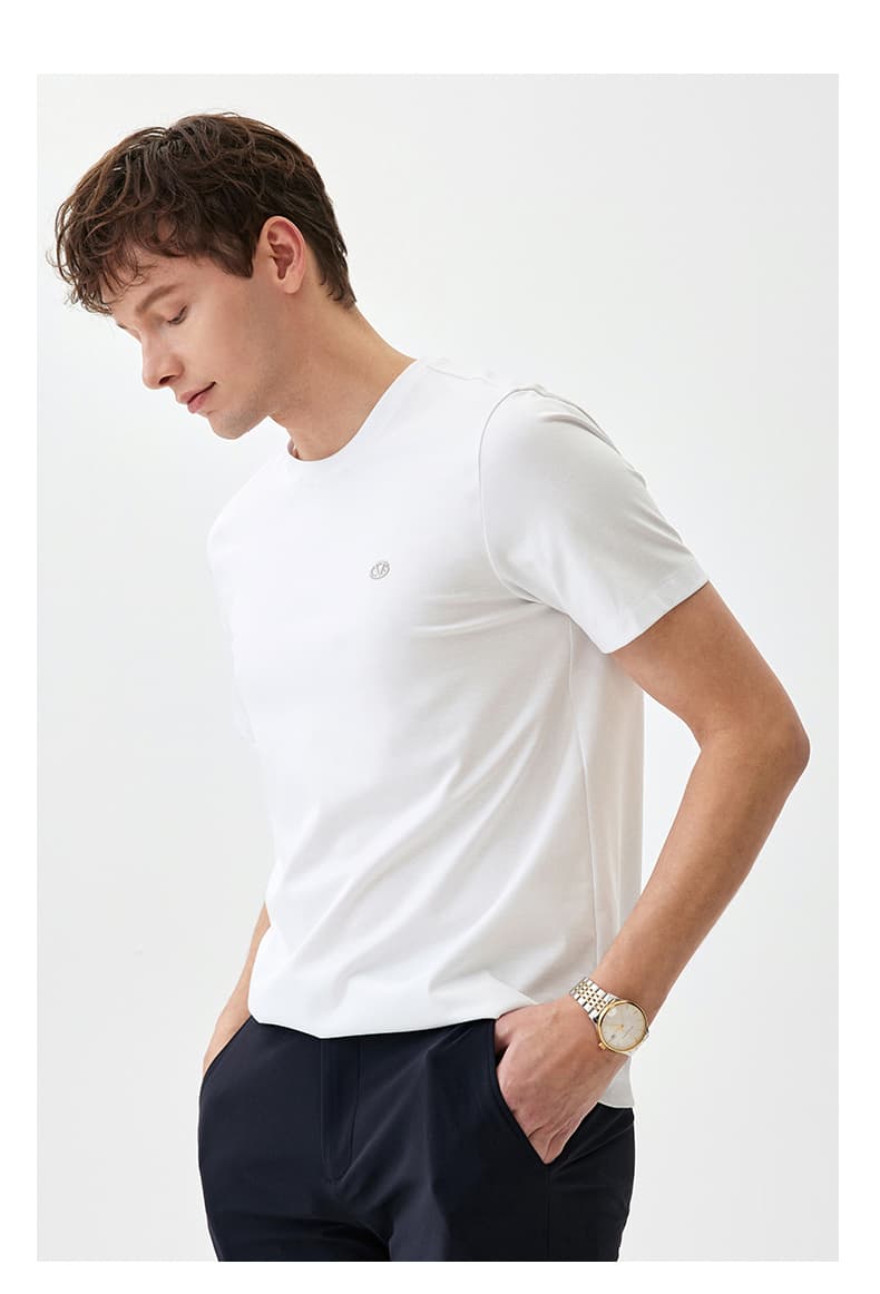白Tシャツ メンズ シンプル清潔感丸首半袖シャツ