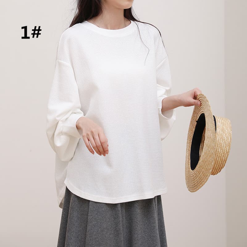 白Tシャツ 長袖ゆったりプルオーバー白Ｔシャツレディース