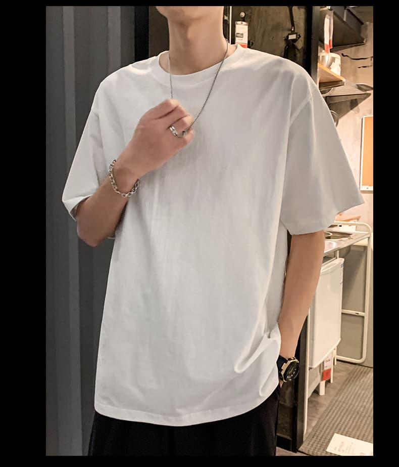 白Tシャツ ベーシックゆったりシルエット半袖無地Ｔシャツ