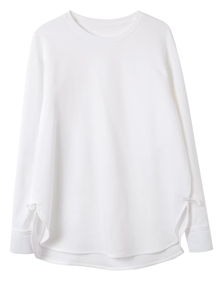 白Tシャツ レディース サイドスリットロングトップス