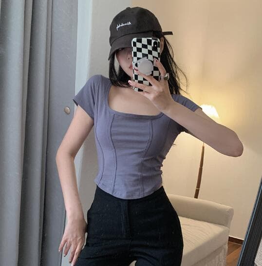 白Tシャツ レディース白半袖スリムトップス