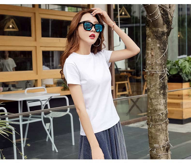 白Tシャツ シンプル丸首半袖カットソー