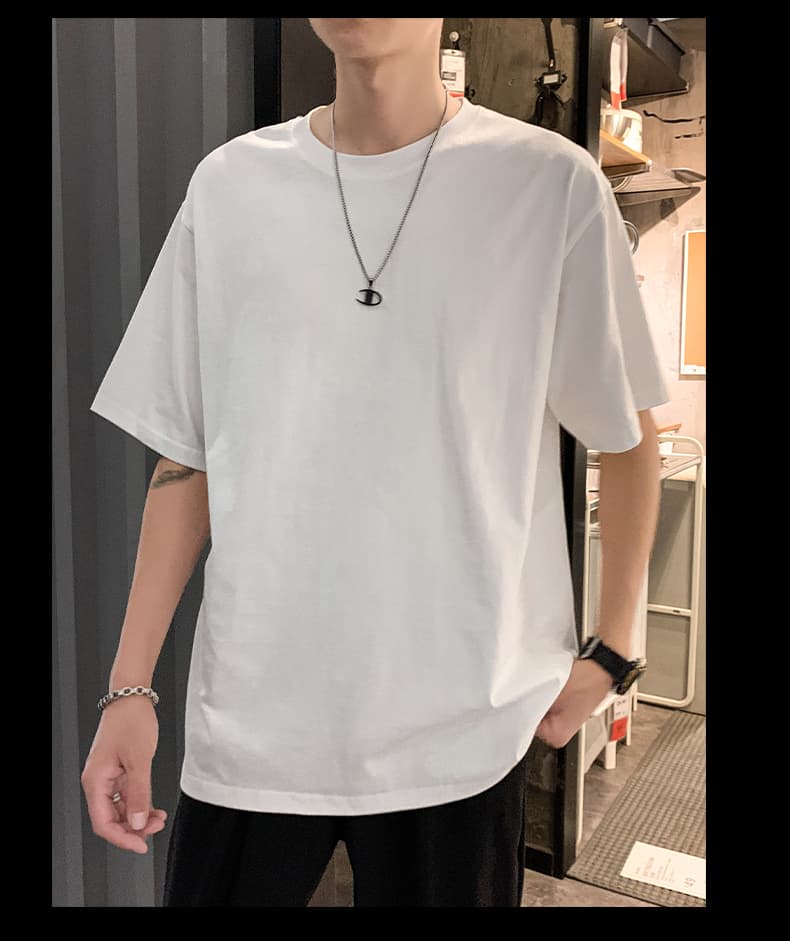 白Tシャツ ベーシックゆったりシルエット半袖無地Ｔシャツ