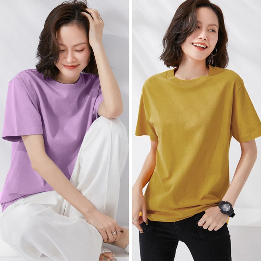 白Tシャツ レディース半袖無地ティーシャツゆったり体型カバー12色