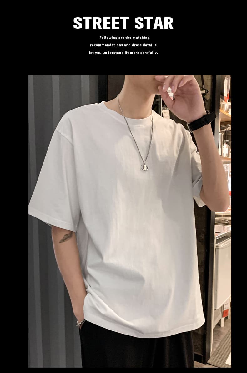 白Tシャツ ベーシックゆったりシルエット半袖無地Ｔシャツ