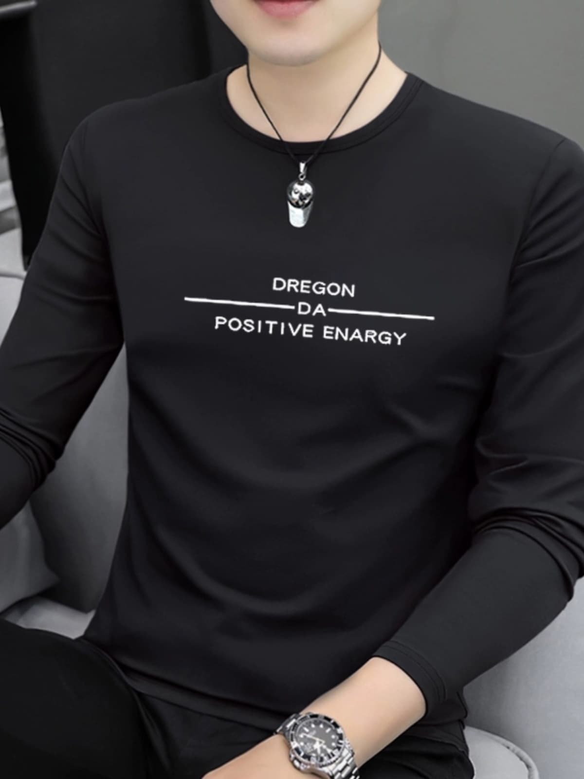 白Tシャツ メンズ メッセージ長袖カットソー